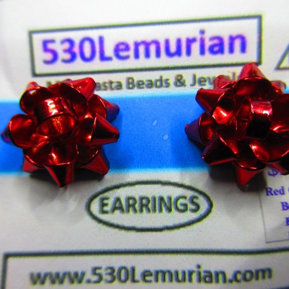 Red Bow Christmas Festive Stud Earrings - Picture 2 of 3